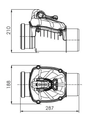 Backventil för Avlopp 110mm Låsbar Klaff 7 mått på backventil 110mm för avlopp