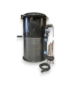 pumpbrunn till avlopp skärande och vortex wc och bdt avloppsvatten