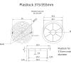 Plastlock 315/355mm teknisk ritning mått