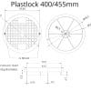Plastlock 400/455mm teknisk ritning mått