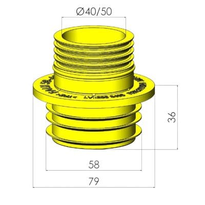 Faluplast Ritning Gumminippel 58 50 40mm