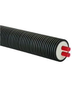 Rauheat PexFLex Plus värmerör. Energieffektiv. Låga energiförluster. Finns i många olika dimensioner. Max ledningslängd 100m. Korrugerad mantel. Tryckklass: PN 6