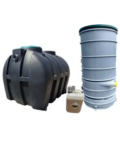 Slamavskiljare och markbädd på burk med fosforfällning istället för minireningsverk