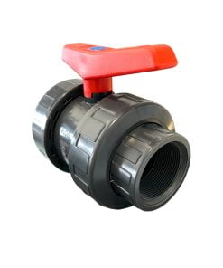 Ventil med unionskoppling på båda sidor. Invändig gänga R50. Används i Tuvtex Plug & Pump. Gjord av PVC.