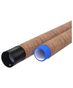 Dubbelväggig dräneirngsslang med skyddande kokosfilter. Används till fördel i leriga och torviga jordar. Finns i dimension 63mm, 90mm och 110mm.