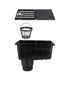 regnuppsamlingbrunn till stuprör med inbygg lövavskiljare.