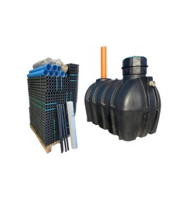 trekammarbrunn slamavskiljare med biomoduler för infiltration eller markbädd för enskilt avlopp