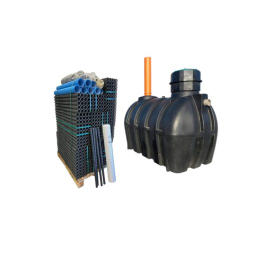 trekammarbrunn slamavskiljare med biomoduler för infiltration eller markbädd för enskilt avlopp