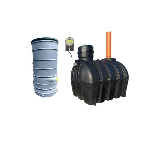 Dulnik Trekammarbrunn 5m3 + Markbädd på Burk med fosforfällning 1 trekammarbrunn och markbädd på burk för hög skyddsnivå. Ett enklare minireningsverk