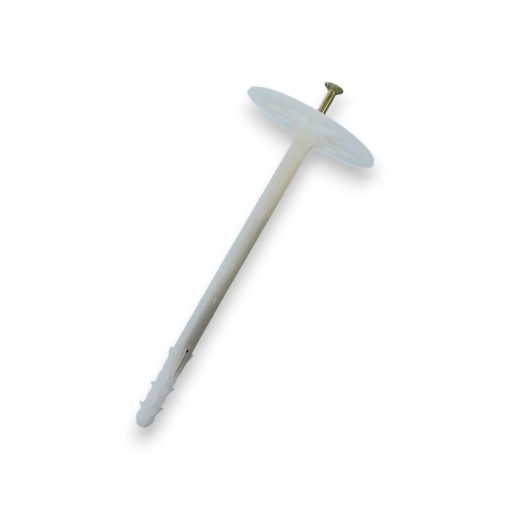 Spikplugg till att fästa dräneringsskivor med. 2-3 st per skiva. 8x142mm.